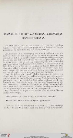 Koninklijk Kabinet van Munten, Penningen en gesneden Steenen