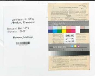 Entnazifizierung Matthias Hansen , geb. 16.01.1886 (Brauer)