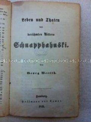 Erstausgabe der parodistischen Lebensbeschreibung des Fürsten Felix Lichnowsky