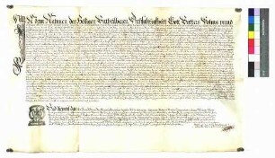 Testament (Notariatsinstrument) der Maria Freifrau zu Mörsberg, Witwe Heinrichs von Mörsberg, geb. von Limpurg, worin sie früheres Testament zu Gunsten des Hieronymus von Mörsberg dahin abändert, dass dieser 400 Gulden Legat und bestimmten Hausrat erhalten soll.