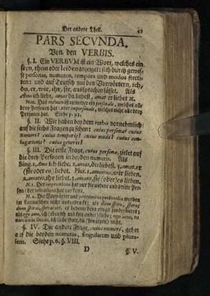 Der andere Theil: Pars Secvnda Von den Verbis