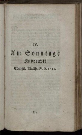 IV. Am Sonntage Invocavit Evangel. Matth.IV. v. 1-11.