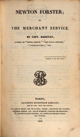 Newton Forster or, the merchant service