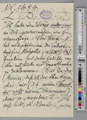 Brief an Detlev von Liliencron