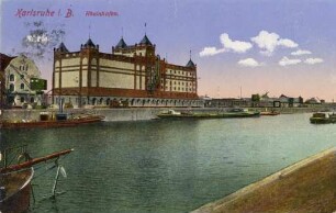 Postkartenalbum mit Motiven von Karlsruhe. "Karlsruhe in Baden. Rheinhafen"