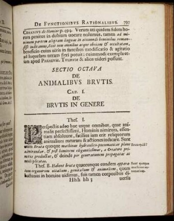 Sectio Octava. De Animalibus Brutis.