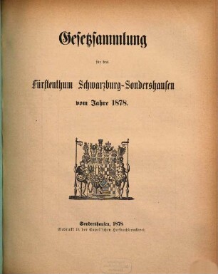 Gesetzsammlung für das Fürstenthum Schwarzburg-Sondershausen. 1878