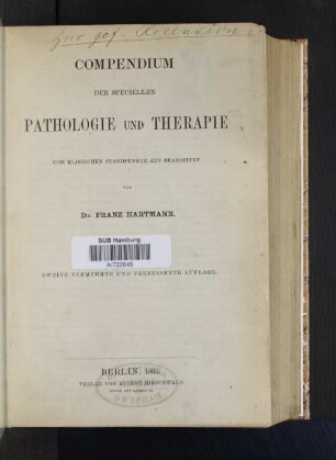 Compendium der speciellen Pathologie und Therapie : vom klinischen Standpunkte aus