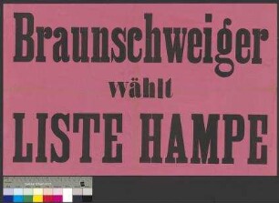 Wahlplakat des Landeswahlverbandes Braunschweig (LWVB), vermutlich zur Reichstagswahl am 6. Juni 1920