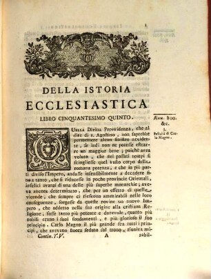 Della Istoria Ecclesiastica, 5. Contenente La Prima, E Seconda Parte Della Istoria Del Nono Secolo Della Chiesa