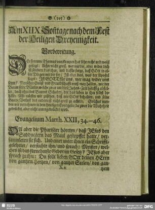 Am XIIX. Son[n]tage nach dem Fest der Heiligen Dreyeinigkeit