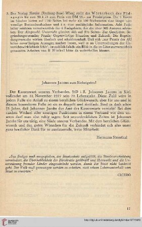 Johannes Jacobs zum Siebzigsten!