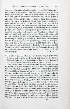147-148 [Rezension] Weiss, Karl, P. Antonio de Escobar y Mendoza als Moraltheologe in Pascals Beleuchtung und im Lichte der Wahrheit