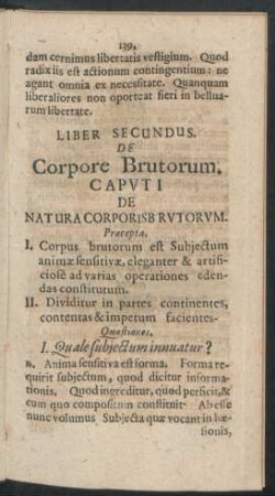 Caput I De Natura Corporis Brutorum