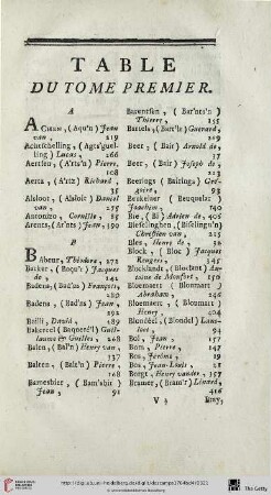Table du tome premier
