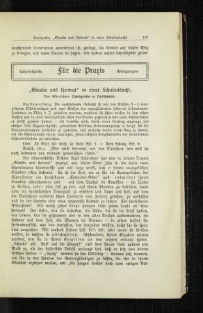 "Glaube und Heimat" in einer Schulandacht