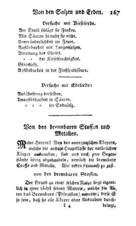 Von den brennbaren Stoffen und Metallen.