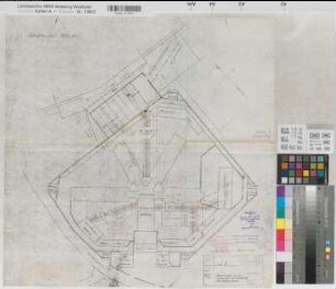 Münster (Münster) Strafanstalt Heizwerk und Werkstättengebäude Lageplan 1958 1 : 500 56 x 56 Pause Staatshochbauamt Münster Regierung Münster Nr. 34028