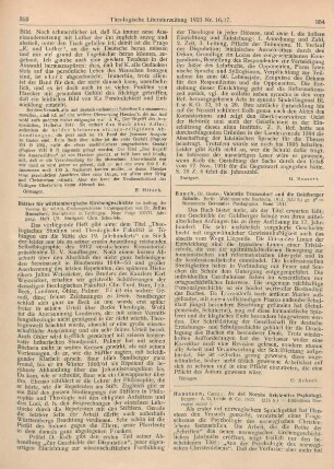 353-354 [Rezension] Rauscher, Julius (Hrsg.), Blätter für württembergische Kirchengeschichte. N. F. 27. Jhg. 1923, Heft 1/2
