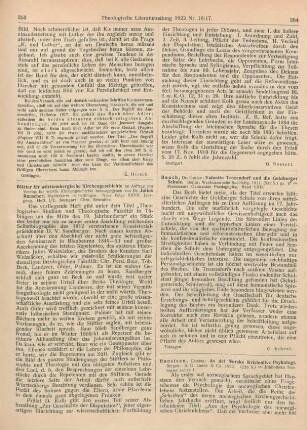 353-354 [Rezension] Rauscher, Julius (Hrsg.), Blätter für württembergische Kirchengeschichte. N. F. 27. Jhg. 1923, Heft 1/2
