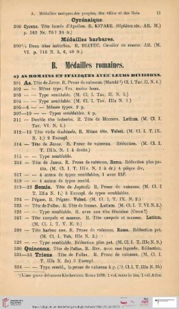 B. Médailles romaines (Nr. 301 - 1111)
