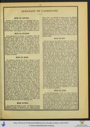 Almanach de l'Agronome.