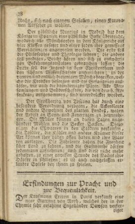 Erfindungen zur Pracht und zur Bequemlickeit