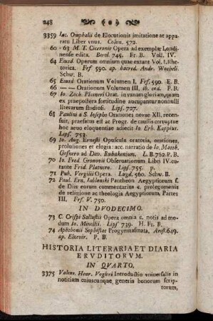 Historia literaria et diaria eruditorum.