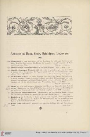 Arbeiten in Bein, Stein, Schildpatt, Leder etc
