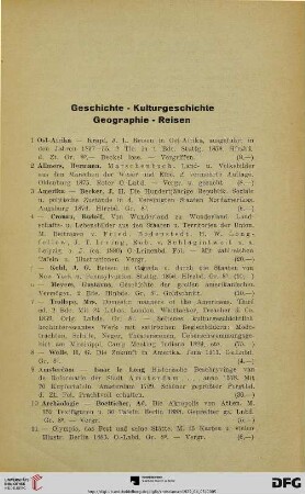 Geschichte – Kulturgeschichte – Geographie – Reisen (Nr. 1-162)