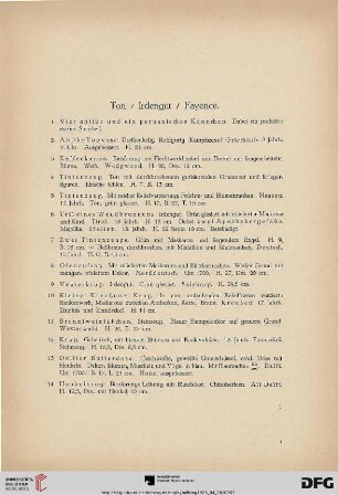 Ton/Irdengut/Fayence (Nr. 1-43)