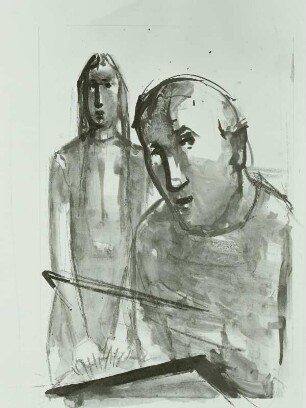 Maler mit weiblicher Figur