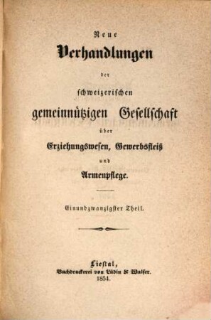 Verhandlungen der Schweizerischen Gemeinnützigen Gesellschaft. 34, 34. 1853