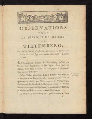 1-9, Observations pour la sérénissime maison de Wirtemberg