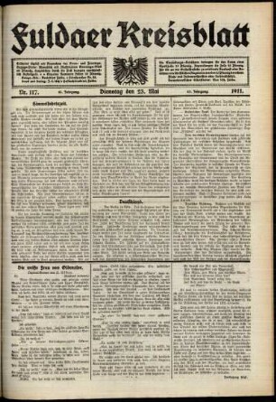 Ausgabe vom Dienstag, den 23. Mai 1911.