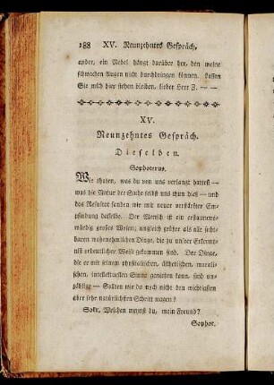 XV. Neunzehntes Gespräch. Dieselben.