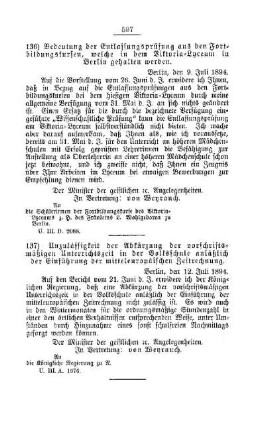 Bedeutung der Entlassungsprüfung aus den Fortbildungskursen, welche in dem Viktoria-Lyceum in Berlin gehalten werden : [F. Oeffentliches Schulwesen]