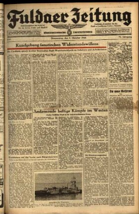 Ausgabe vom Donnerstag, den 05. Oktober 1944.