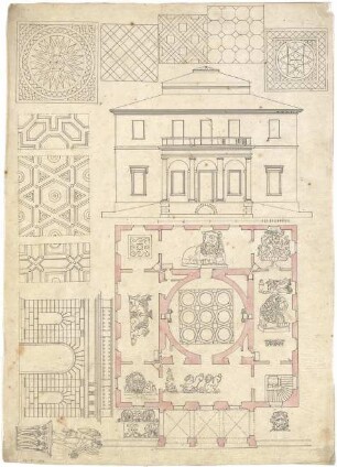Röhrer, Karl; Unidentifizierte Gebäude - Zentralbau (Ansicht, Grundriss); Mosaikausstattung