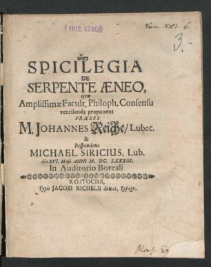 Spicilegia De Serpente Aeneo