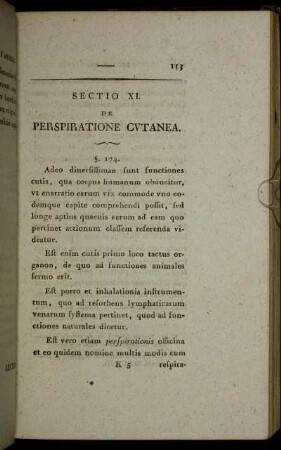 Sectio XI. De Perspiratione Cutanea