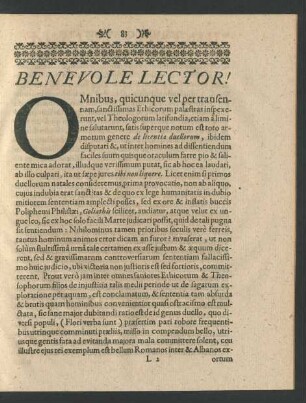 Benevole Lector!