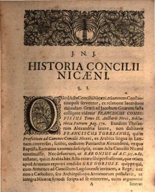 D. Thomae Ittigii, P.P. & Superintend. Lips. Historia Concilii Nicaeni : Observationibus Maxime Recentiorum Scriptorum Illustrata