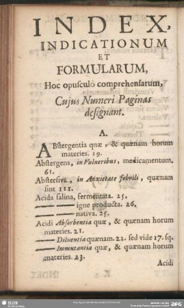 Index Indicationum Et Formularum