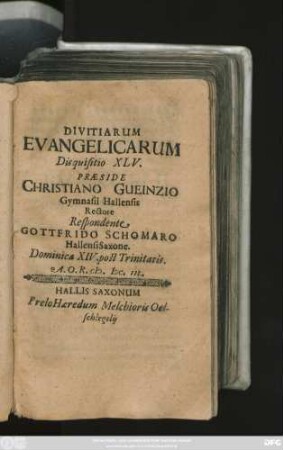 Divitiarum Evangelicarum Disquisitio XLV.
