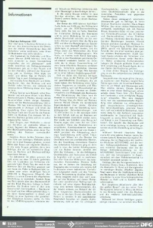2. Bauhauskolloquium 1979 : Informationen
