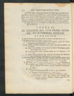 Locus VI. De Negotio Dei Cum Primo Homine, five de Foedere Operum