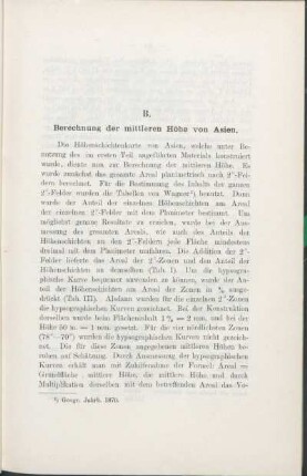 B. Berechnung der mittleren Höhe von Asien.