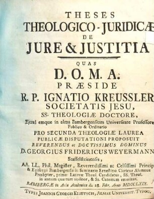 Theses theologico-juridicae de jure & justitia
