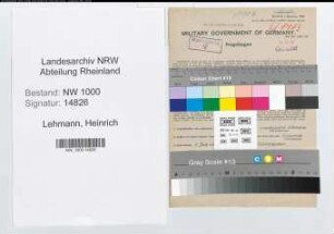 Entnazifizierung Heinrich Lehmann, geb. 01.07.1898 (Anstreicher)